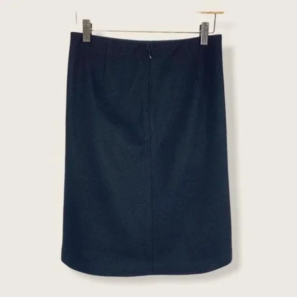 Vintage 90s J Crew Black Wool Blend A Line Skirt Medium Petite - Picture 4 of 12